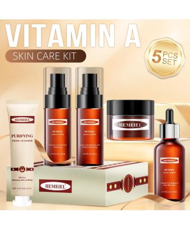 5 Piece Retinol Anti Aging Skin Care Set for Women Gifts for Women Skin Care Routine Kit Face Cleanser and Face Cream Face Serum  - Buy Online on GoSupps.com