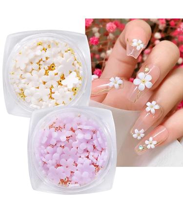 6 Boxes 3D Flower Nail Art Charms with Light Change Decals - Acrylic Nail Accessories with Pearl Golden Caviar Beads Glitter Stud Design - DIY Decoration Tips for Women - Buy Online on GoSupps.com