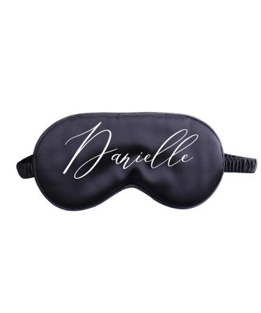 Personalized Satin Sleep Eye Mask Blindfold Bridesmaid Gift Hen Party Custom Monogram Bachelorette Wedding Favors Birthday Gift for Her (Black Mask)