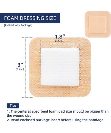 URAY Silicone Foam Dressing with Border - 10 Pack Waterproof & Highly Absorbent Bandages for Wounds Bed Sores & First Aid - Gentle Adhesive 3x3 - Buy Online on GoSupps.com