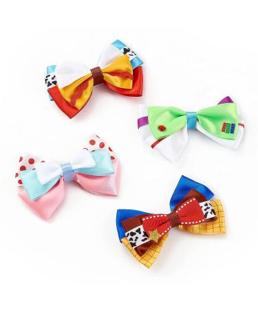 4 Inch Girls Hair Bow Clips - Set of 4 Cartoon Toy Dress Up Hair Accessories for Birthday Party Decorations - Cute Gift for Kids - Buy Online on GoSupps.com