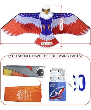 Patriotic Eagle Kite for Adults & Kids | Easy-to-Fly Beach & Outdoor Activities | 73-200ft Wingspan | Includes Swivel Line & Polyester Bag - Buy Online on GoSupps.com