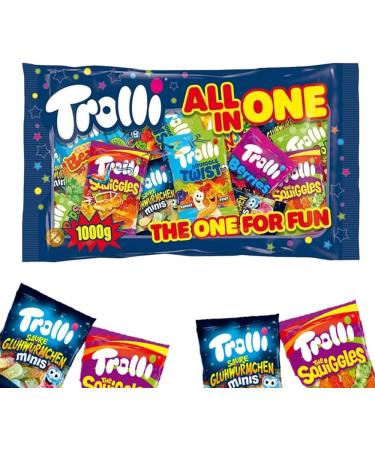 Trolli all in One The One for Fun - 1kg Share Pack of Individually Packed Assorted Colorful and Tangy Gummy Candies | Perfect for Easte valentine's Day Gift - Buy Online on GoSupps.com