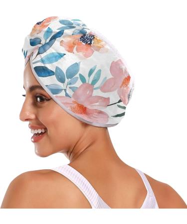 Super Absorbent Watercolor Colored Flowers Hair Towel 2 Pack | Quick Dry Hair Turbans for Women & Girls - Buy Online on GoSupps.com