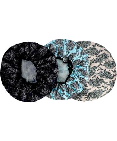 KissDate 3 Packs Double layer Shower Cap Waterproof Elastic Bath Cap for Women Shower Spa Salon (Multicolor-2) - Buy Online on GoSupps.com