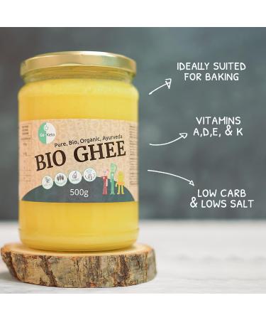 Go-Keto ORGANIC Ghee 500g | 100% Clarified Butter Certified Organic Ayurveda | Perfect for Keto Diet | Ideal for Cooking & - Buy Online on GoSupps.com