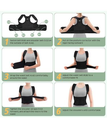 Adjustable Back Support Brace Posture Corrector for Women and Men - Upper Back Straightener - Relief Neck, Back, and Shoulder Pain (Size L) - Buy Online on GoSupps.com