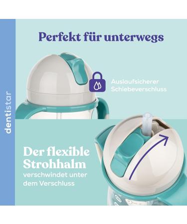 DentiStar Strohhalmbecher 260 ml - Baby Bottle with Dynamic Straw for 6 Months+ | Anti-Slip Design & Cleaning Brush | BPA Free Mint - International Shipping Available - Buy Online on GoSupps.com