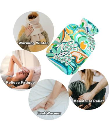 Naanle Colorful Hot Water Bottle with Cover - 2L for Back Pain Relief & Heated Therapy - Transparent Design with Floral Ornaments - Buy Online on GoSupps.com