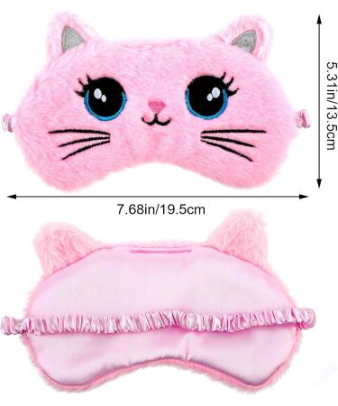 Sleep Mask for Children - 2-Pack Soft Plush Eye Covers | Cute Animal Designs for Girls & Boys | Pink & White Cat | Travel Nap & Party Accessories - Buy Online on GoSupps.com