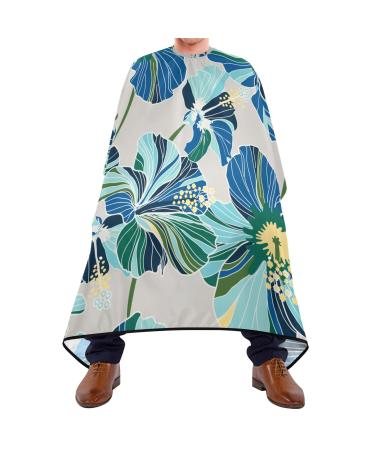 Waterproof Barber Cape -Blue Flower Pattern Cheetah Haircut Bib for Men Unisex Hair Cutting Cape(8rp1a)