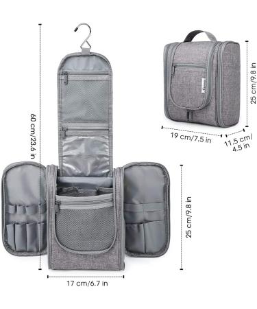 Narwey Travel Hanging Toiletry Wash Bag Makeup Organizer - Grey (Medium) | Women's Cosmetic Bag - Buy Online on GoSupps.com