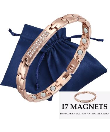 LPLSROAD Magnetic Lymph Detox Bracelet for Women - Rose Gold Titanium Power Magnetic Bracelet for Arthritis Pain Relief and Carpal Tunnel with Adjust Tool - Buy Online on GoSupps.com