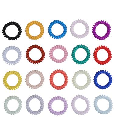 Hedume 60 Pack Spiral Hair Ties - No Crease Elastic Hair Ties for Women and Girls - Fluorescent Series - 20 Colors - Buy Online on GoSupps.com