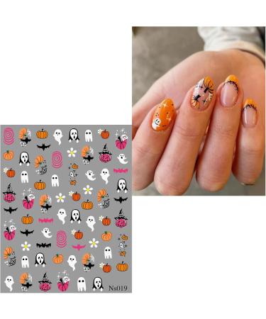 3D Halloween Nail Stickers 6 Sheets 5D Self-Adhesive Embossed Nail Decal Flower Pumpkin Ghosts Nail Art Decoration Design Supplies - Buy Online on GoSupps.com
