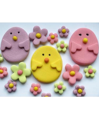 24x Easter Chicks Bunny Rabbit Easter Flowers Edible Cupcake Toppers Easter Cake Topper - Buy Online on GoSupps.com