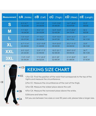 KEKING Medical Compression Pantyhose | 20-30 mmHg Support Stockings for Varicose Veins & Edema | Open Toe Comfortable Fit for Women & Men XXL Black - Buy Online on GoSupps.com