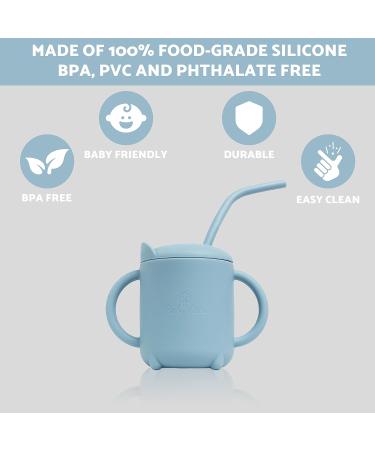Baby Eats BPA-FREE Weaning Set | Suction Plate + Bowl | Sippy Cup | Bib | Placemat | Fork + Spoon | Silicone Feeding Set 9 PCS (Blue) - Buy Online on GoSupps.com