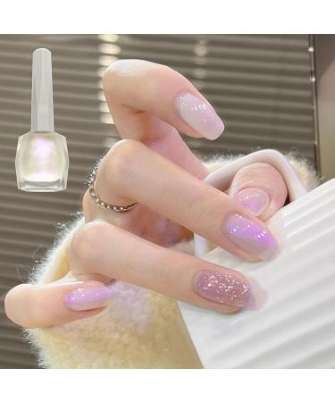 Pearl White Glitter Nail Polish Shimmering Pink Shell Spiral Silver Shimmer Quick Dry Pearlescent Nail Sparkling Varnish Shining Long Lasting No Need Cure DIY Nail Art Manicure Gift for Women - Buy Online on GoSupps.com