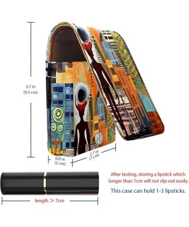 Stylish Leather Lipstick Case & Organizer with Mirror | Mini Abstract Africa Print Holder - Buy Online on GoSupps.com