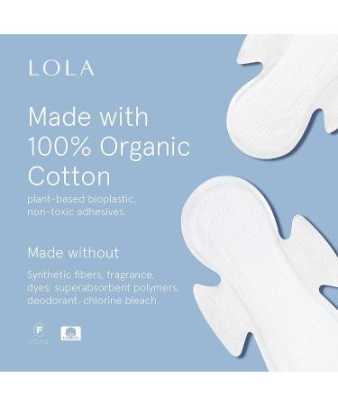 LOLA Organic Cotton Pads 60 Count - Ultra Thin with Wings | HSA FSA Approved | Feminine Care for Women | Regular 60 Count - Buy Online on GoSupps.com