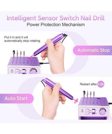 ALLE S Compact USB Powered Electric Nail Drill Kit - 20000 RPM, 6 Bits, 106 Sanding Bands, Purple - Buy Online on GoSupps.com