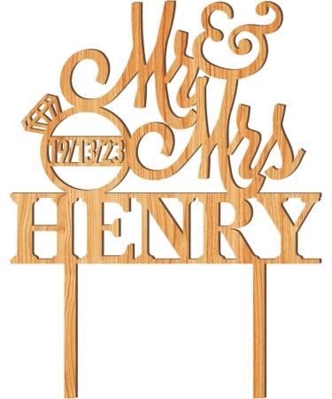 Personalised Wedding Cake Toppers Wooden Wedding Anniversary Cake Topper MR & MRS Wedding Cake Decorations for Wedding Party Wedding Cake Toppers with Any Name Mr&mrs - Buy Online on GoSupps.com