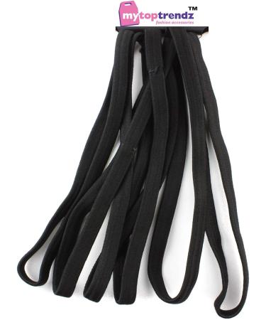 Mytoptrendz Set of 6 Unisex Plain Long Thin Elastic Headband Hairband 10mm wide (Black) - Buy Online on GoSupps.com
