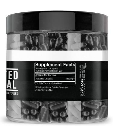 Earthborn Elements Activated Charcoal 200 Capsules - Pure, Undiluted, No Additives - Buy Online on GoSupps.com