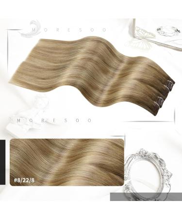 Moresoo Real Human Hair Clip in Extensions - Light Brown/Platinum Blonde Balayage 22 Inch 7 Pieces/120g - Buy Online on GoSupps.com
