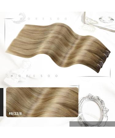 Moresoo Clip-In Extensions - Real Remy Hair Light Brown & Gold Blonde Balayage (7 PCs 120g 45cm) | Smooth Thick Human Hair - Buy Online on GoSupps.com
