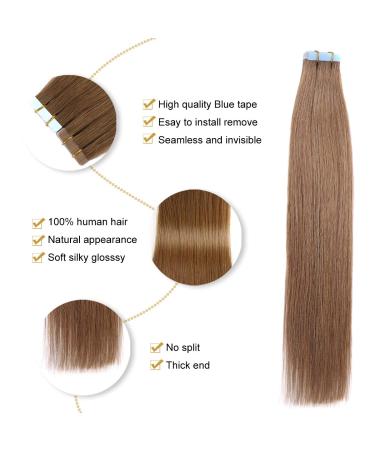 Yilite 40cm Chestnut Brown Tape-In Hair Extensions | Real Remy Hair Silky Straight Seamless 20 Pieces - Buy Online on GoSupps.com