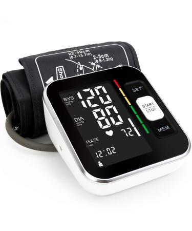 QGUGU Blood Pressure Monitor - Automatic Upper Arm Machine & Accurate Adjustable Digital BP Cuff Kit - Largest Backlit Display - 240 Sets Memory, Includes USB Cord, Carrying Case, Black (B22)
