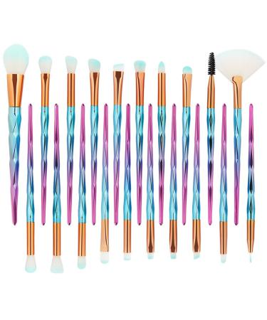 Kolight 20-Piece Cosmetic Makeup Brush Set for Eyes Eyebrows Lips and Foundation - Blue & Pink - Buy Online on GoSupps.com