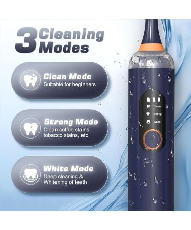 Rechargeable Tooth Polisher & Whitening Kit - Teeth Cleaning for People & Pets | 5 Brush Heads 3 Speed Modes Waterproof (Blue - Buy Online on GoSupps.com