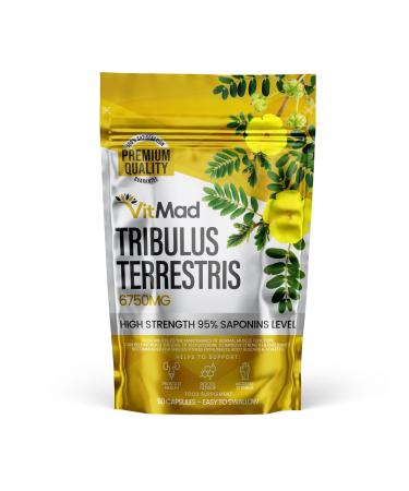 Tribulus Terrestris Extract 6750mg Extra High Strength 95% Saponins 60 Vegan Capsules
