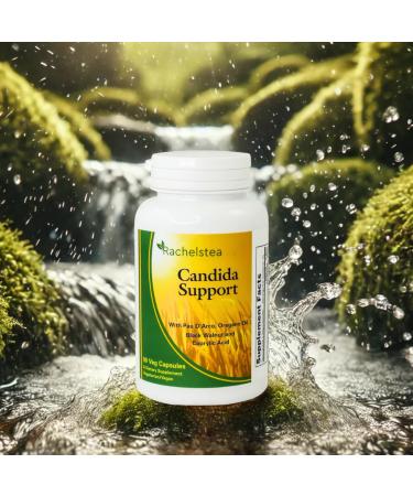 Rachelstea Candida Support Intestinal Flora with PAU D'Arco Oregano Oil Black Walnut and Caprylic Acid 90 Veg Capsules A Dietary Vegetarian/Vegan Supplement - Buy Online on GoSupps.com