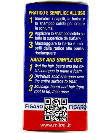  Milmil FIGARO Solid Shampoo for Men - 2 in 1 Men's Shampoo - For Beard and Hair - With Caffeine - 70 g - Buy Online on GoSupps.com