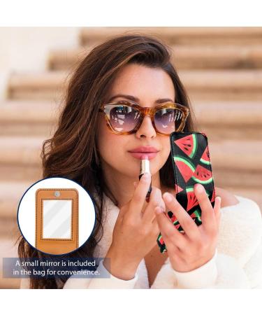 Travel Lipstick Organizer Case - Portable Makeup Bag with Mirror | Watermelon Black Background B545p1atbv | Shop Internationally - Buy Online on GoSupps.com