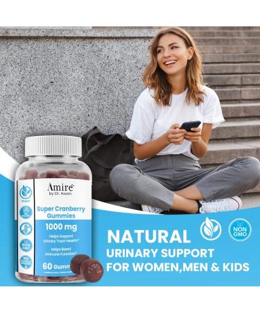 Amire by Dr. Awan Super Cranberry Gummies Helps Support Urinary Tract Health Helps Boosts Immune Function Gelatin-Free Cranberry Chews for Men & Women 120ct 60-Day Supply 60 Count (Pack of 2) - Buy Online on GoSupps.com