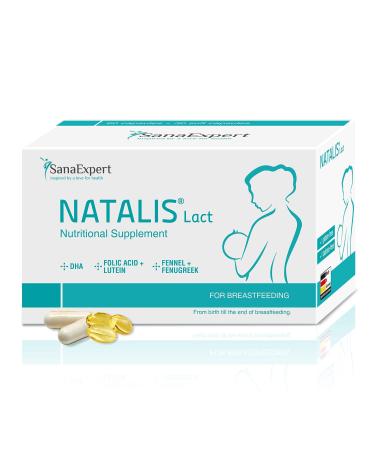 SanaExpert Natalis Lact Breastfeeding Vitamins with DHA Omega-3 folic Acid Fennel Fenugreek 90 Capsules (1)