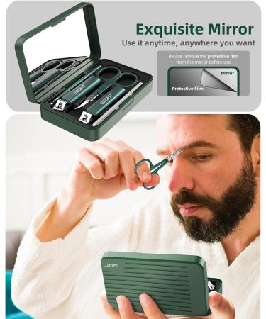 Nice Nail Clipper Set 5-in-1 Premium Grooming Set: Nail File Ear Pick Facial Hair Scissors and Mirror in Elegant Storage Box Manicure Set Nail Clippers Pedicure Kit Slant EDG Toenail Clipper - Buy Online on GoSupps.com