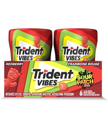 Trident Vibes Sour Patch Kids Sugar-Free Gum Redberry 40 count (Pack of 6) Redberry 40 count (Pack of 6) - Buy Online on GoSupps.com