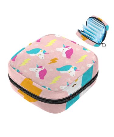 Storage bags for women's bandages cute unicorn patterns large menstrual cup pocket with zipper periodic inserts bags panty liners tampons for girls and women pink multicolored 01