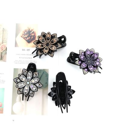 InSowni 4 Pack Luxury Glitter Rhinestone Flower Hair Claws - Korean Hair Accessories for Thick Long Hair - Buy Online on GoSupps.com