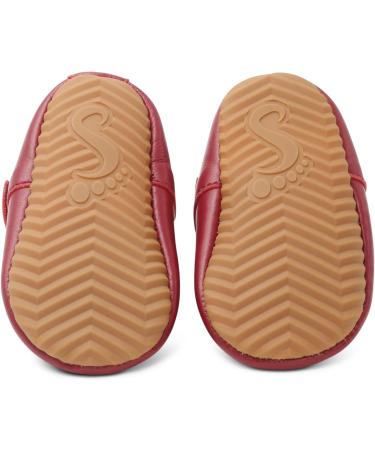Dotty Fish Red Leather T-bar First Walking Shoes | Baby & Toddler Girls, Non-Slip | Size 3-7 UK Child - Buy Online on GoSupps.com