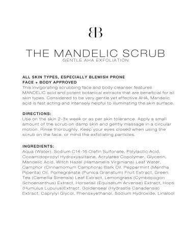 Biba De Sousa The Mandelic Scrub - Gentle AHA Exfoliation - Invigorating Daily Facial Cleanser For All Skin Types - (8 oz) - Buy Online on GoSupps.com