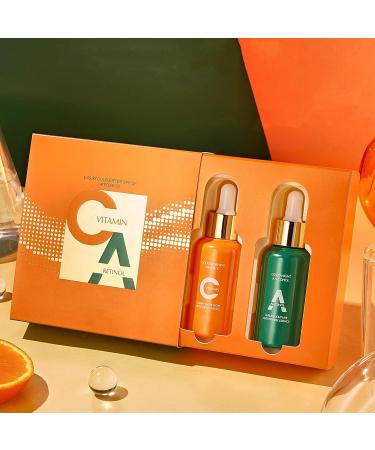 Vitamin C Brightening Serum & Retinol Firming Serum Kit Day-Night Facial Serum Duo Skin Care Set for Glowing & Revitalizing Skin - Buy Online on GoSupps.com