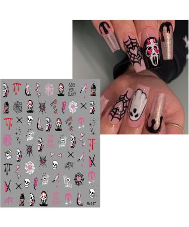 Halloween Nail Stickers 12 Sheets Self-Adhesive Nail Decal Pumpkin Cobweb Ghosts Nail Art Decoration Design Supplies - Buy Online on GoSupps.com