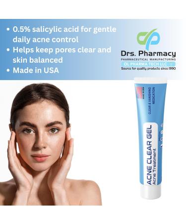 Drs Pharmacy Acne Clear Gel 0.5% Salicylic Acid Daily Defense 1 oz Made in USA - Buy Online on GoSupps.com